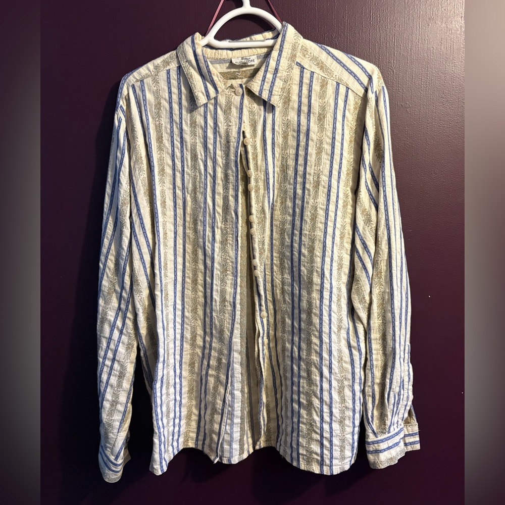 Striped Beige and Blue Men's Shirt